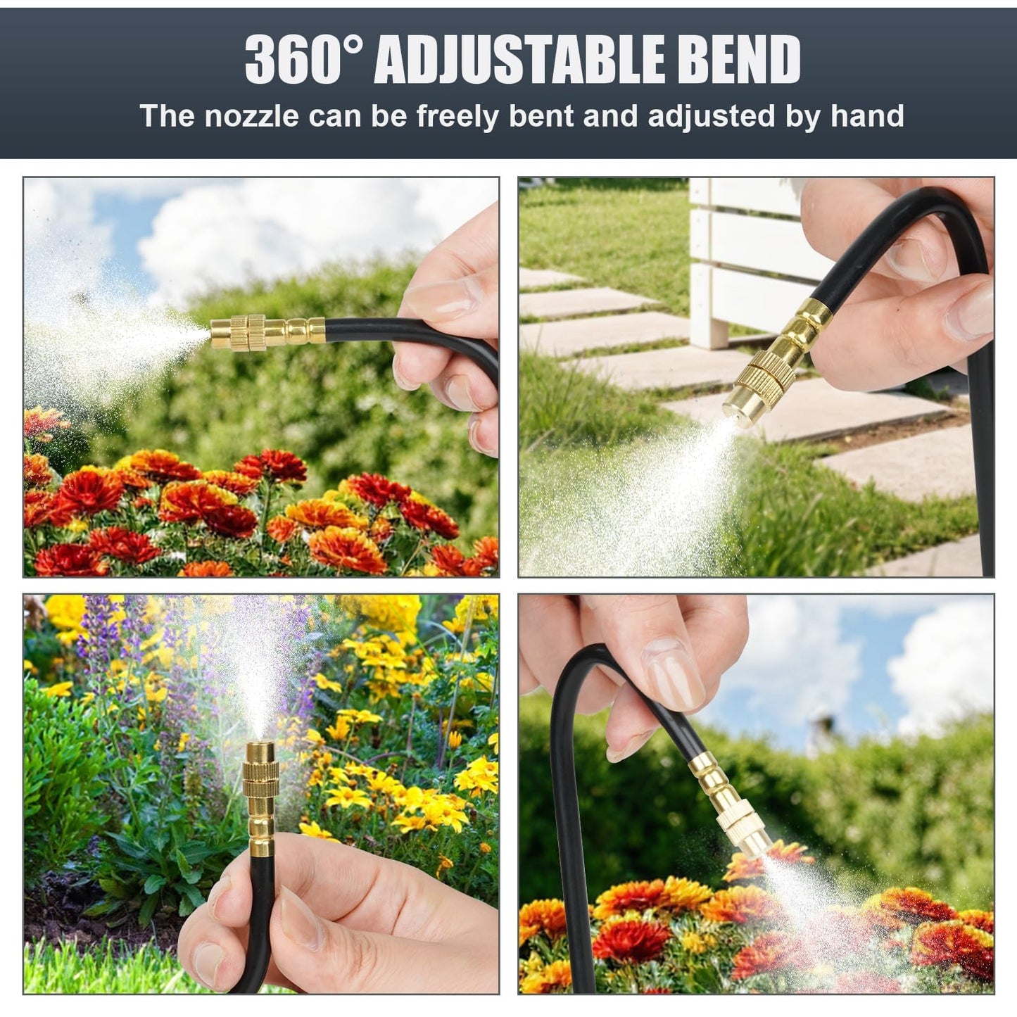 50ft Drip Irrigation System, Automatic Garden Watering System with 16 Adjustable Sprinkler Nozzles, Irrigation Hose Kit for Yard, Lawn, Plants, Atomizing System