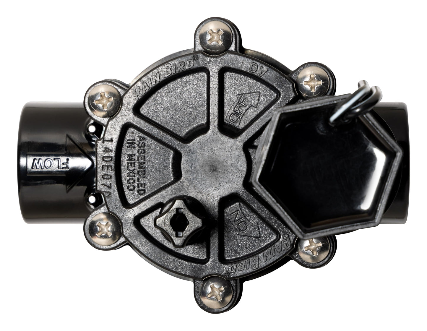 Rain Bird CPF100 In-Line Automatic Sprinkler Valve with Flow Control, 1" Threaded x Female, Black