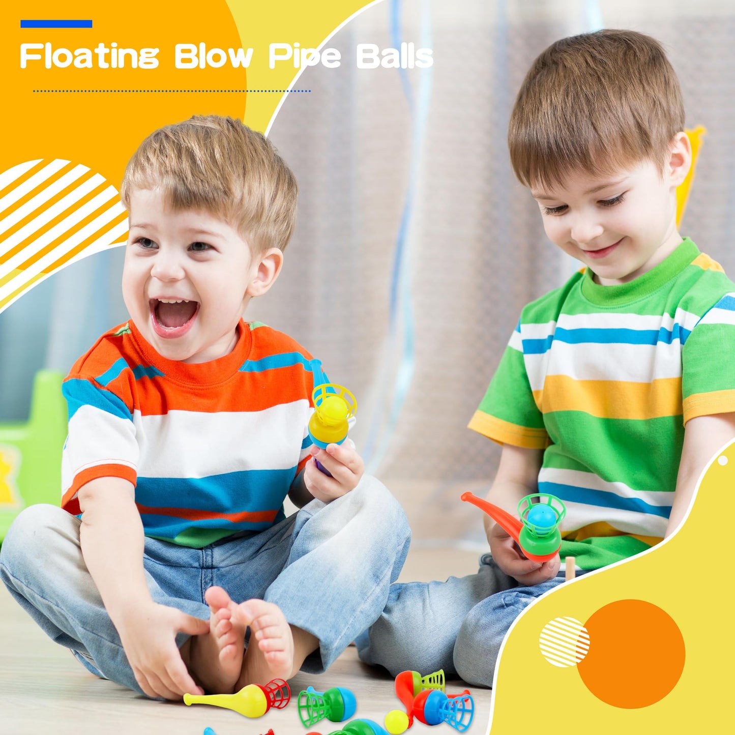 Octaday 40 Pcs Floating Blow Pipe Balls Random Color Ball Blowing Toy Balance Blowing Toys for Kids Party Supplies