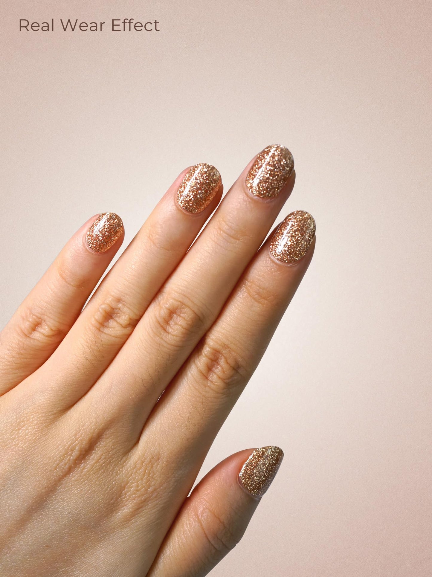 Beaolata Real Gel Nail Strips (No UV Light Needed) - 44Pcs Salon Quality Nail Stickers - Long Lasting Polish Wraps for Women, Easy Apply & Remove (Gilded Desire Gold)
