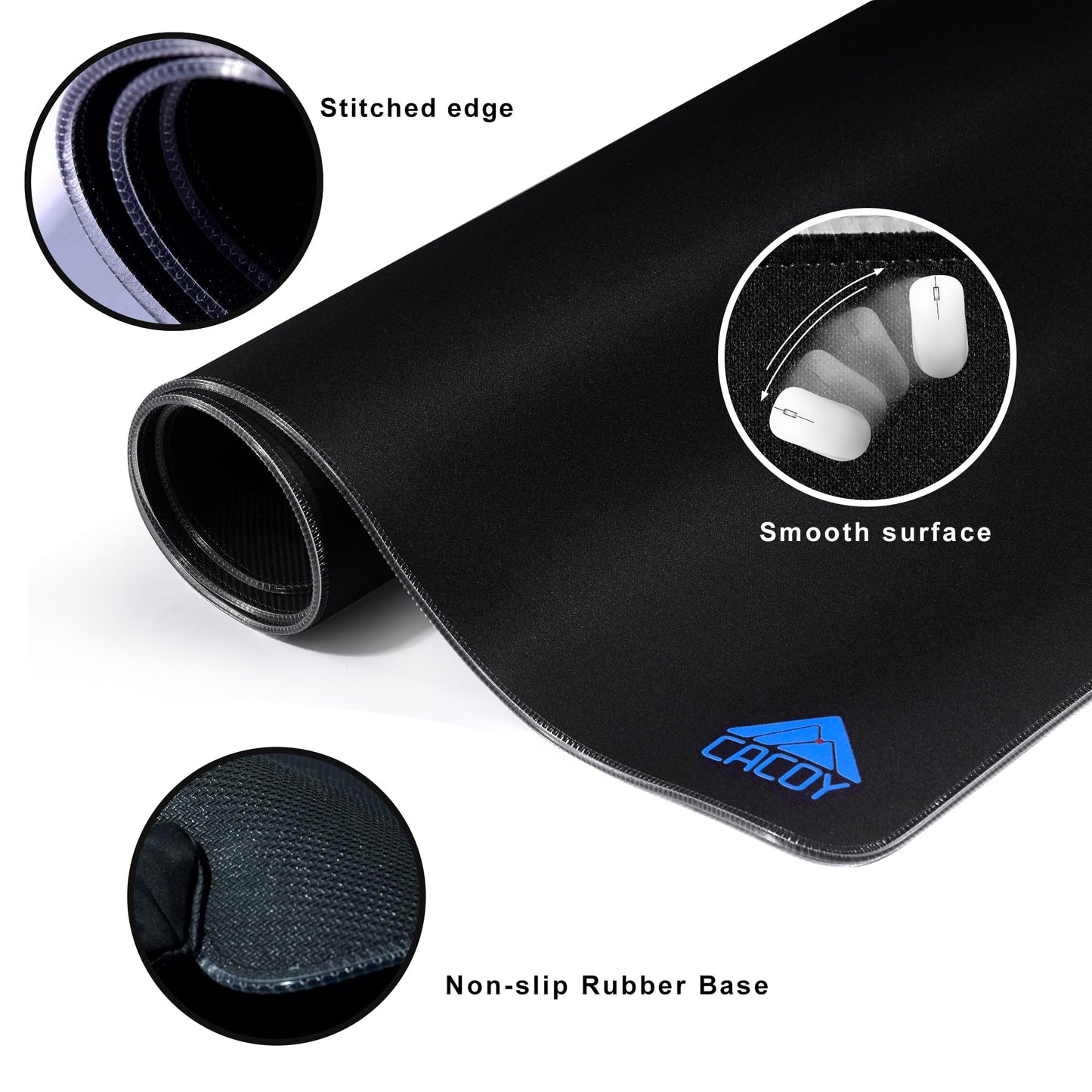 Cacoy 48" x 20" RGB Gaming Mouse Pad XXL, Large LED Mouse Mat with 9 Lights Modes, Lighting Up Desk Mat for Keyboard and Mouse, Extended Desk Pad Protector, Non-Slip Base Mousepad Accessories, Black