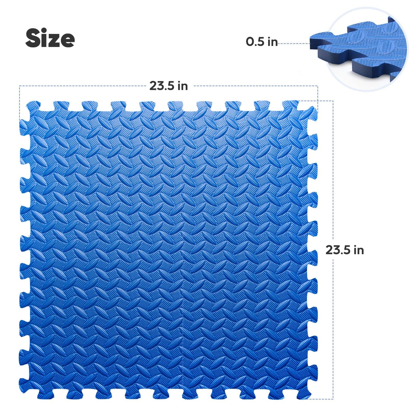 36 Pack Home Gym Mat, Puzzle Exercise Mat, EVA Interlocking Foam Floor Tiles for Home Workout Equipment and Kids' Play Areas -, 24 in x 24 in x ½ in, Blue 36 Tiles