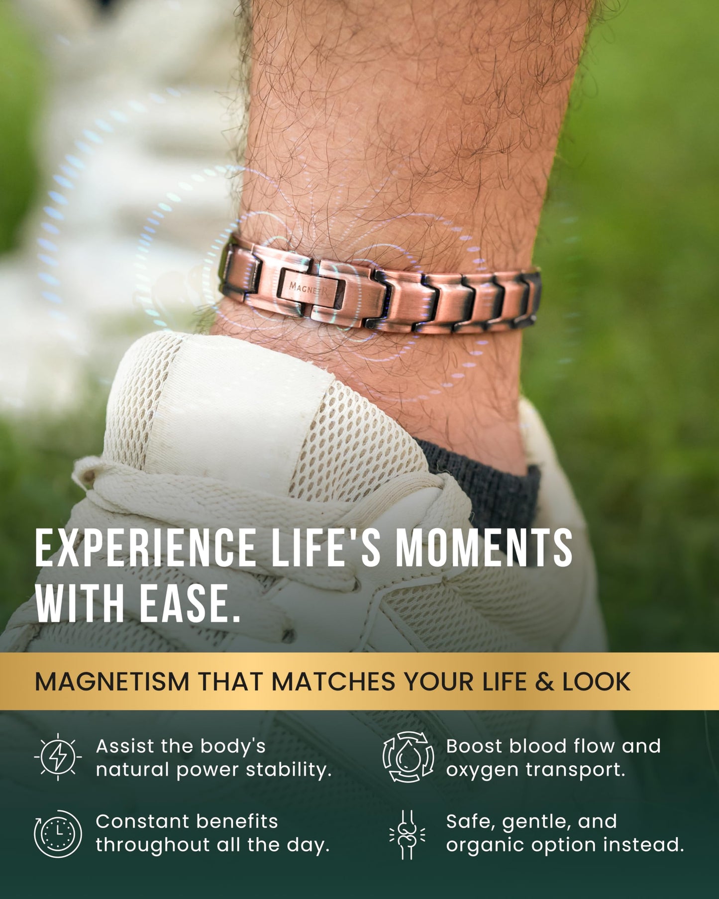 MagnetRX® Copper Anklet for Men – Ultra Strength Magnetic Copper Ankle Bracelet for Men – Effective Magnetic Ankle Bracelet (Men's Anklet)