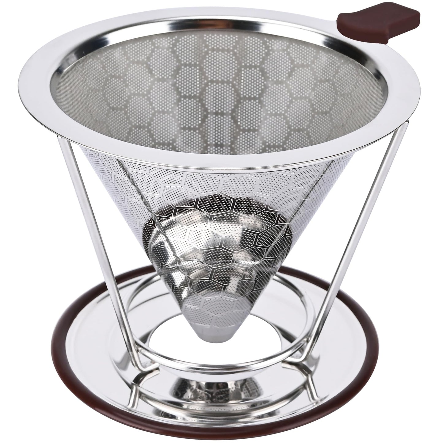 Pour Over Coffee Dripper, Pour-over Filters with 800 Mesh Steel Mesh Optimize Extraction For Rich Coffee Flavor, Stainless Steel Filter, Paperless Pour-over