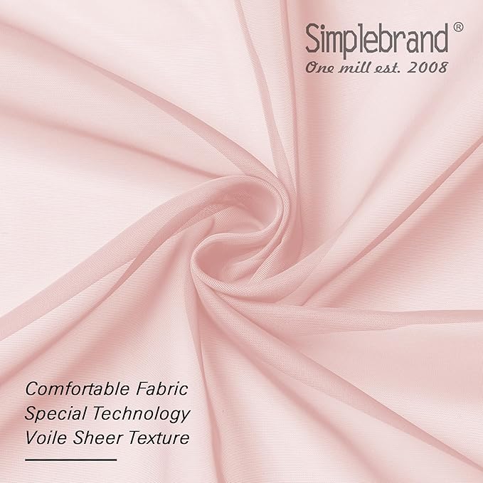 Simplebrand Blush Sheer Curtains 72 Inches Long 2 Panels for Living Room, Rod Pockets Airy Window Treatments Voile Sheer Black Curtains Panels Lightweight for Front Back Patio Glass Door, 42" Width