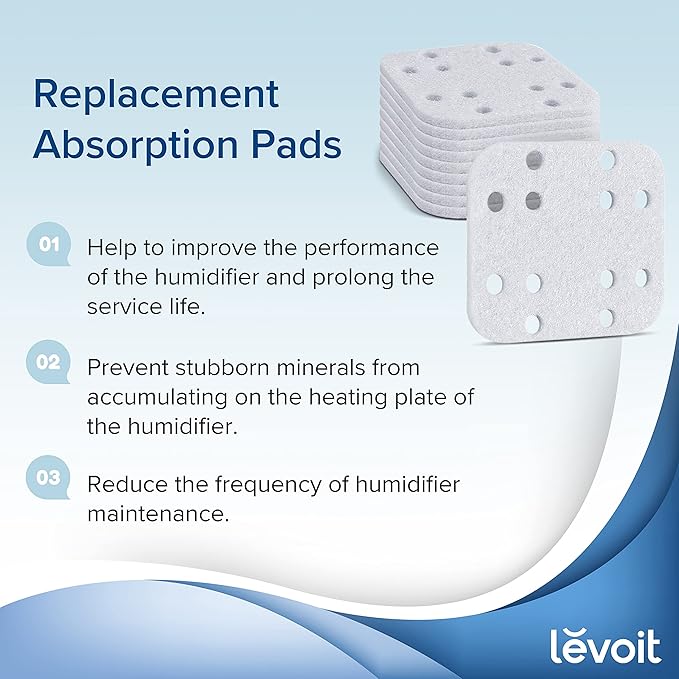 LEVOIT Air Purifier for Home Allergies Pets Hair in Bedroom, Covers Up to 1095 ft² & Humidifier Replacement Filters 10-Pack, Mineral Absorption Pad, Compatible with LV600S