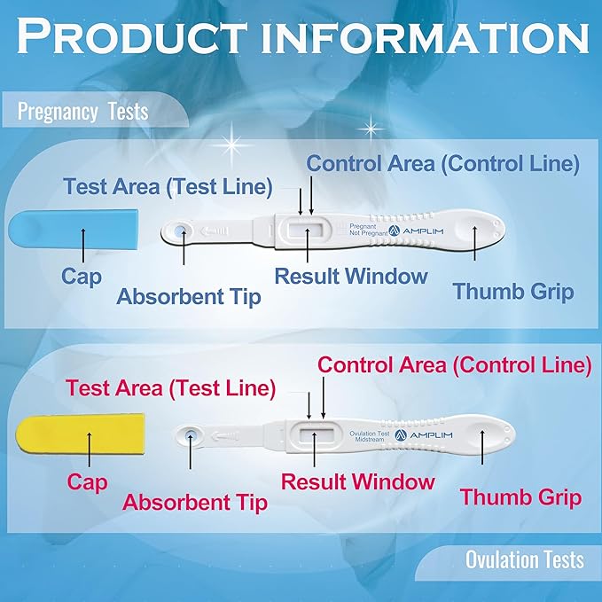 Amplim Pregnancy Test and Ovulation Tests Kit, 7 Pack Bulk Early Detection HCG & LH Sticks, FSA HSA Eligible, 99.99% Accurate at Home Predictor 6 Days Early Result, Extra Sensitive Fertility Tracker