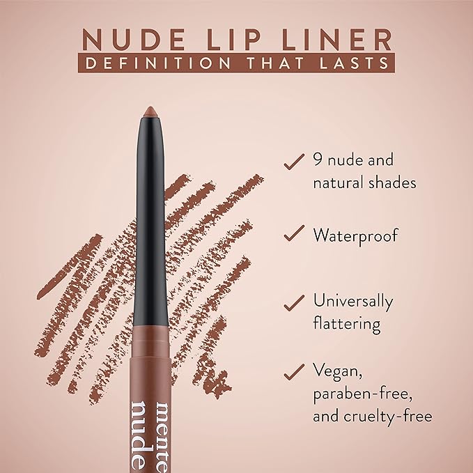 Mented Cosmetics Lip Liner for Women, Dark Brown Lipliner Lip Pencil, Waterproof Lipliner, Vegan + Cruelty Free Makeup, Nude