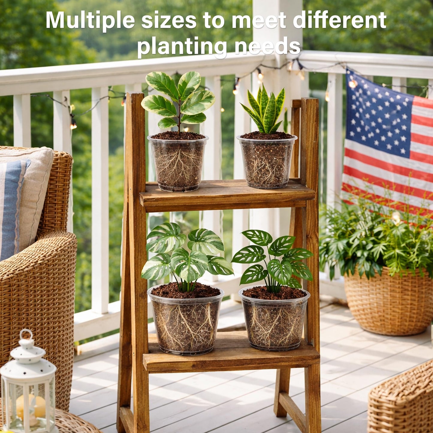 Bluepro 16 Pack 10/8/6/5 Inch Reinforced Large Clear Nursery Pots with Drainage Holes, Transparent Variety Pack Plastic Plant Pot for Vegetable Propagation, Root Cutting, Seed Starting