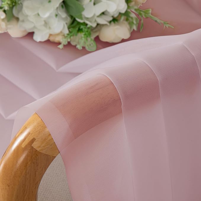 OVZME Blush Pink Sheer Curtains 120 Inches Long 2 Panels - Soft Light Filtering Window Sheer Panels for Living Room/Bedroom, Top Dual Rod Pocket, 1 Pair, Each 42Wx120L Inches