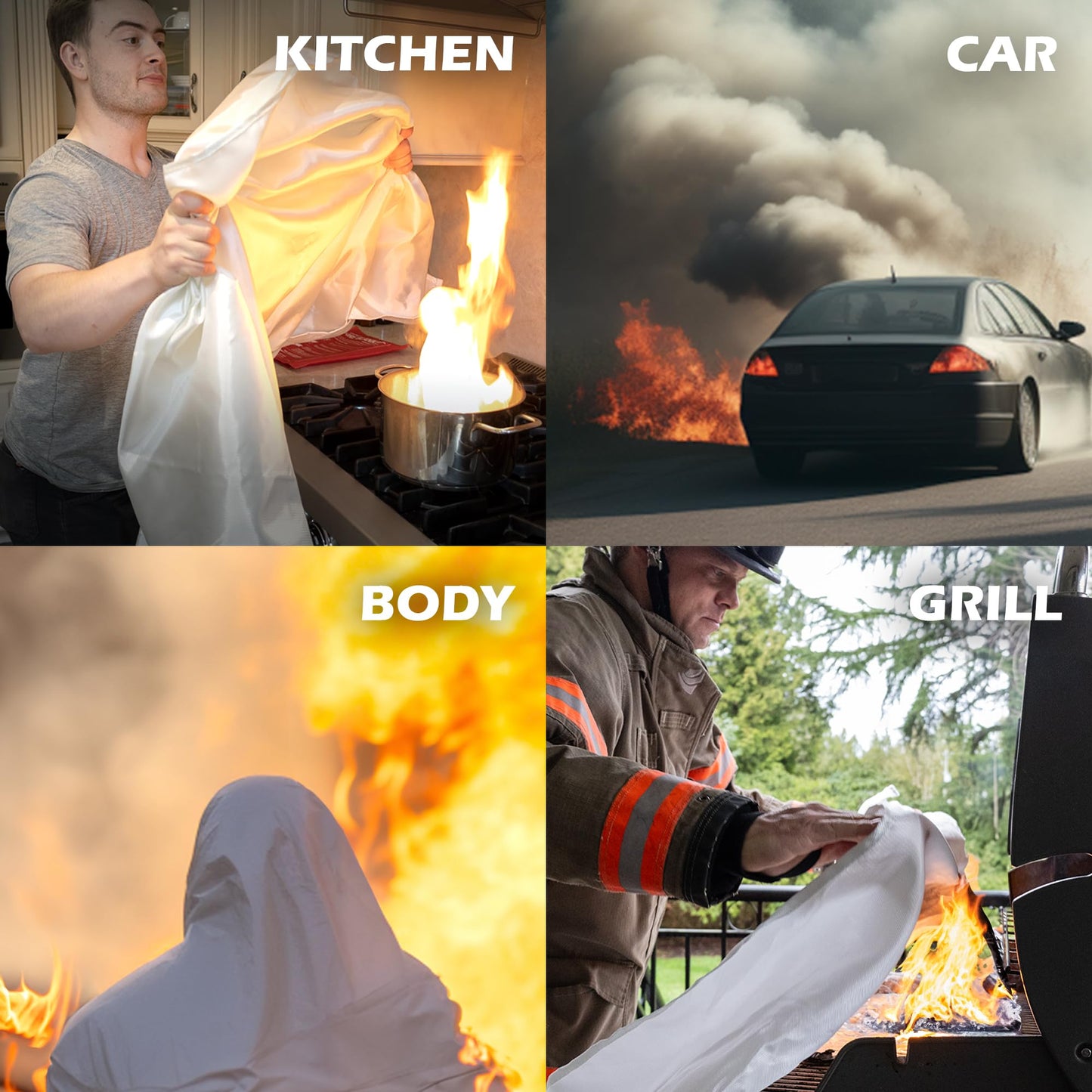 72 HRS Emergency Fire Blanket 40"×40" – Fire Safety Tool for Home, Kitchen, Camping, Survival | Fire Extinguisher Alternative for Grill, Welding, Fire Pit