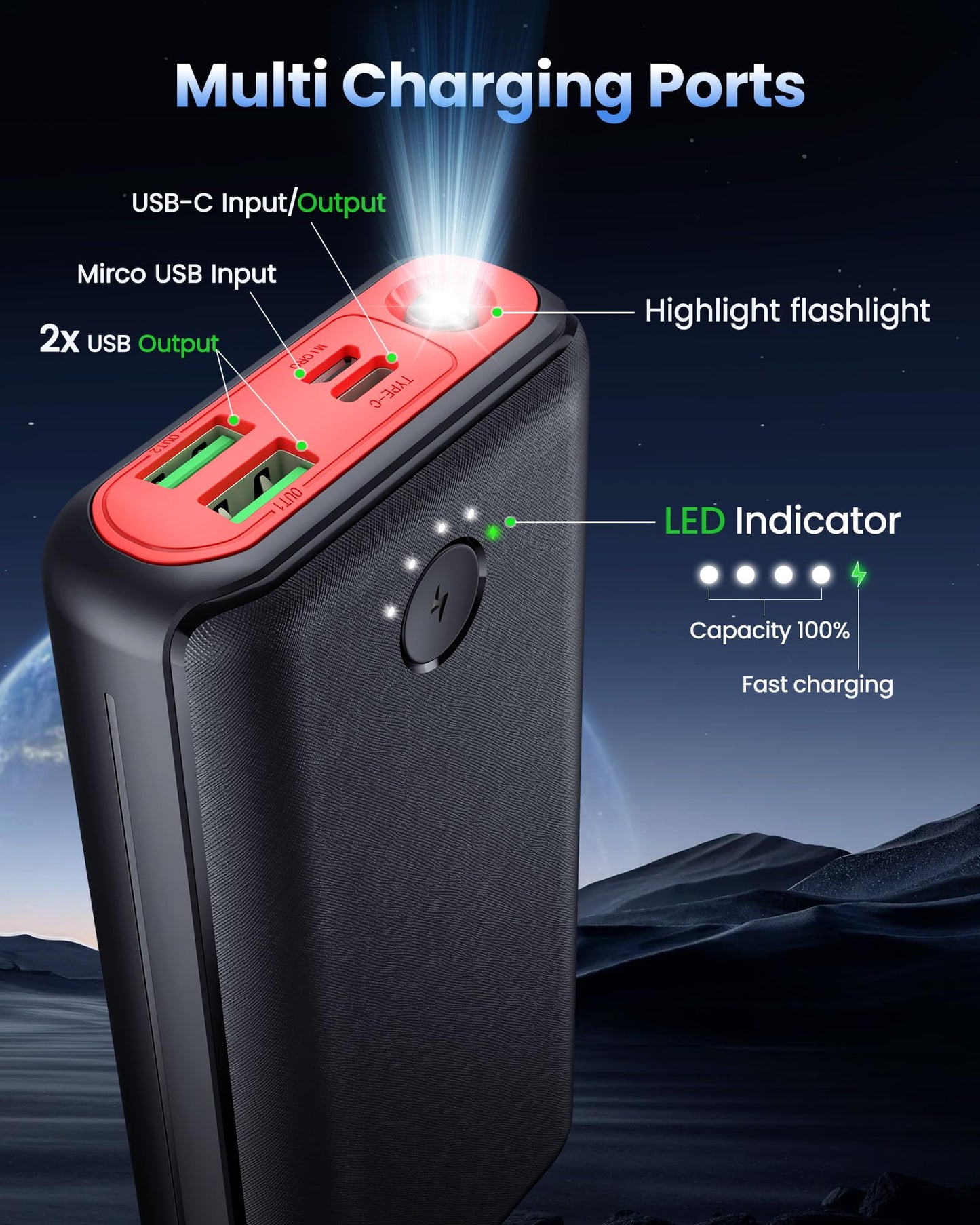 Portable Charger Power Bank 40000mah, USB C Fast Charging 22.5W External Battery Pack Phone Charger Quick Charge with 3 Outputs & 2 Inputs for iPhone 16/15 Samsung Android Camping Travel Essentials