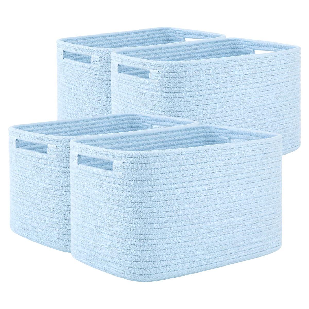 4 Pack Storage Baskets for Organizing 15L Storage Bins Light Blue (4 Count)