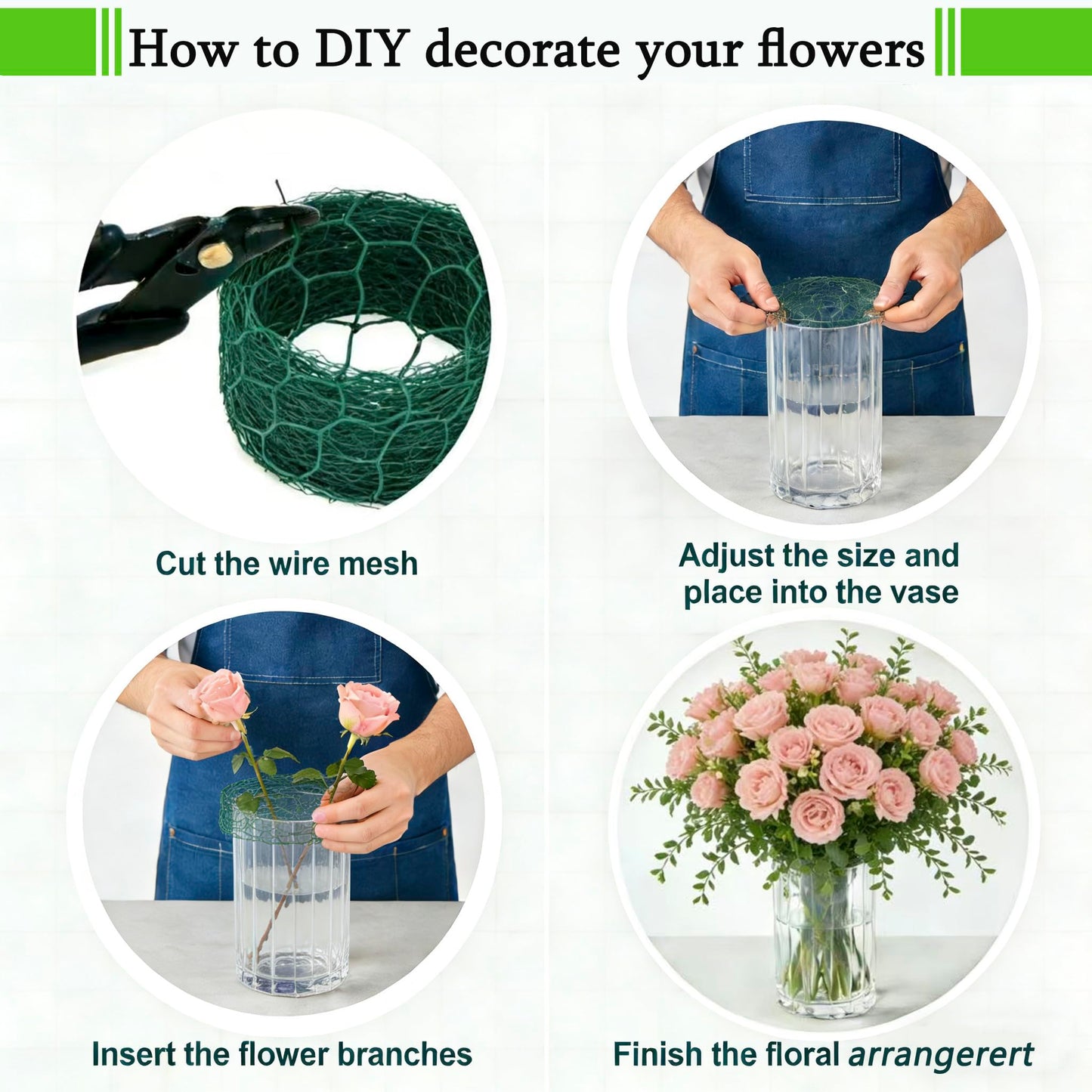 Floral Chicken Wire for Floral Arrangements for Reinforce Chicken Wire Fencing 15.7 x 157 Inch Hexagonal Galvanized Mesh Fence Includes Gloves Ties & Cutter