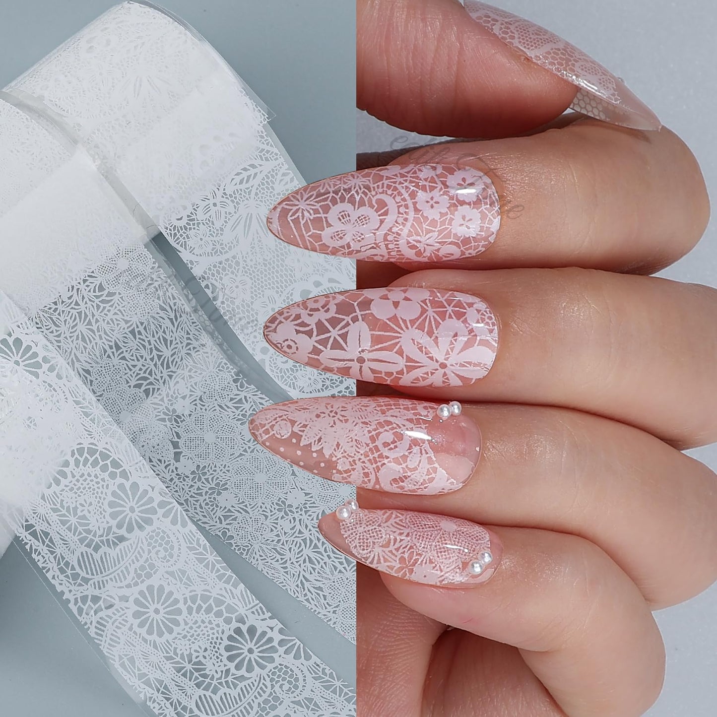 Lace Nail Foil Transfer Sheets, 15 Rolls Black White Flower Nail Art Transfer Foils Decals, Flower Nail Art Foils Decals Holographic Foils for Nails Manicure DIY Nails Decoration (10White+5Black)