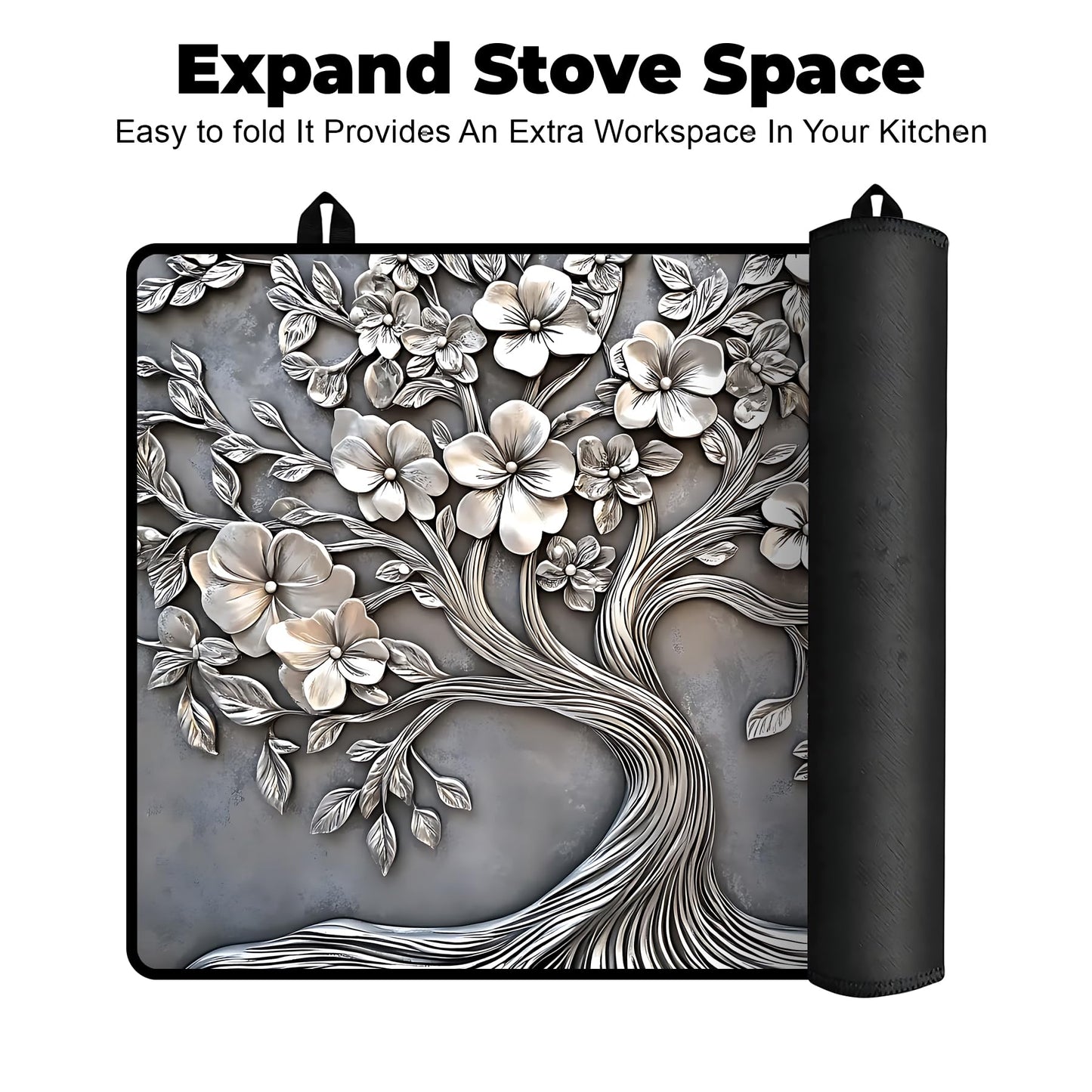 BSFHH Heat-Resistant Glass Stove Top Cover with Anti-Slip Rubber Coating – Electric Stove Protector, Scratch-Resistant, Expands Counter Space, Stylish Kitchen Decor (Tree)