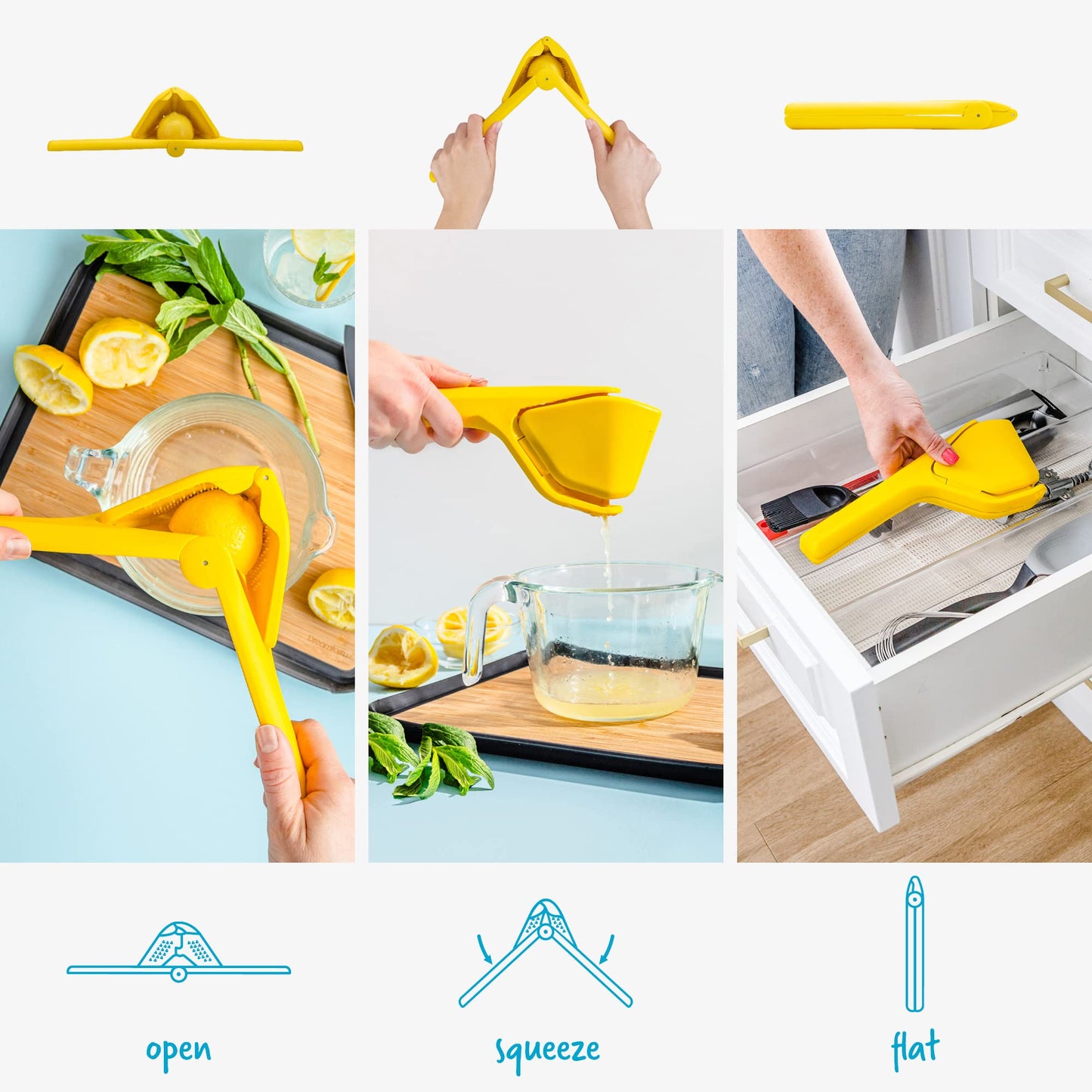 Dreamfarm Original Lemon Fluicer Easy-Squeeze Fold-Flat Citrus Juicer - 10 Inch, Suits Lime & Lemon