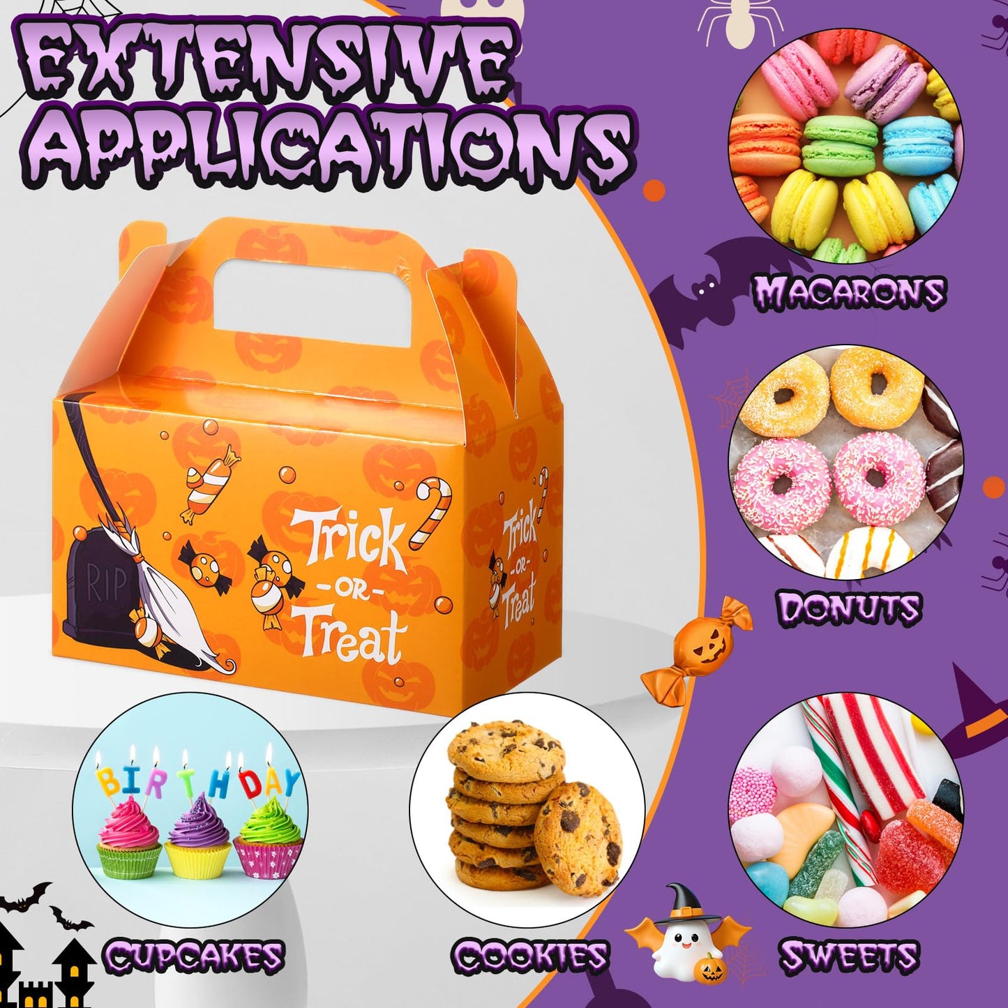 Zhanmai 36 Pack Halloween Treat Goodie Boxes Halloween Ghost Cookie Container Cupcake Snack Box with Handle Party Favor