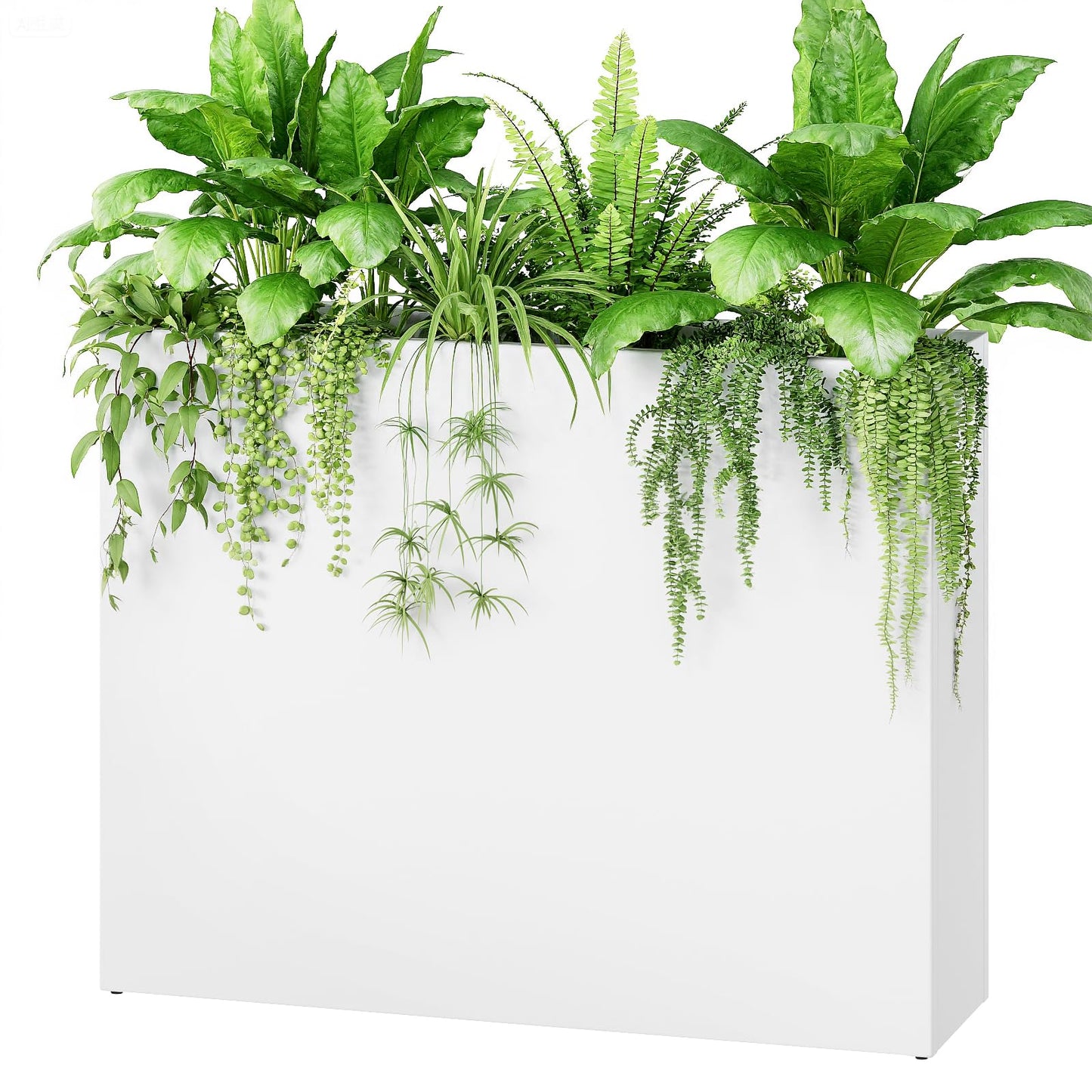 Stoog 38" Large Planters for Outdoor Plants, All-Weather Rectangular Metal Planter Box with Removable Insert Shelf, and Modern Design – Ideal for Plants, Flowers, Vegetables, Garden, White