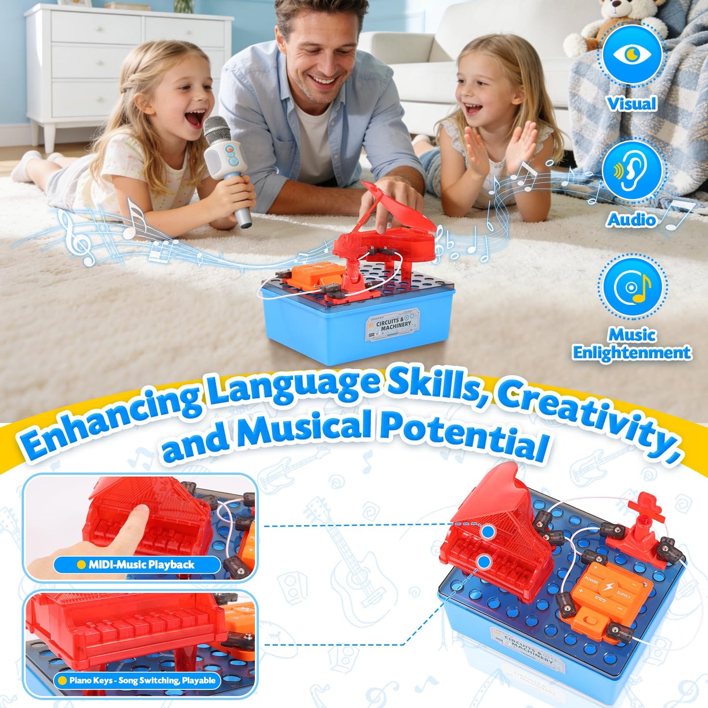 Science Kits for Kids, Children's STEM Educational Toy, DIY Circuit Connections, Playable Piano Enlightenment Toy, Educational Fun Toy Gift for Boys and Girls