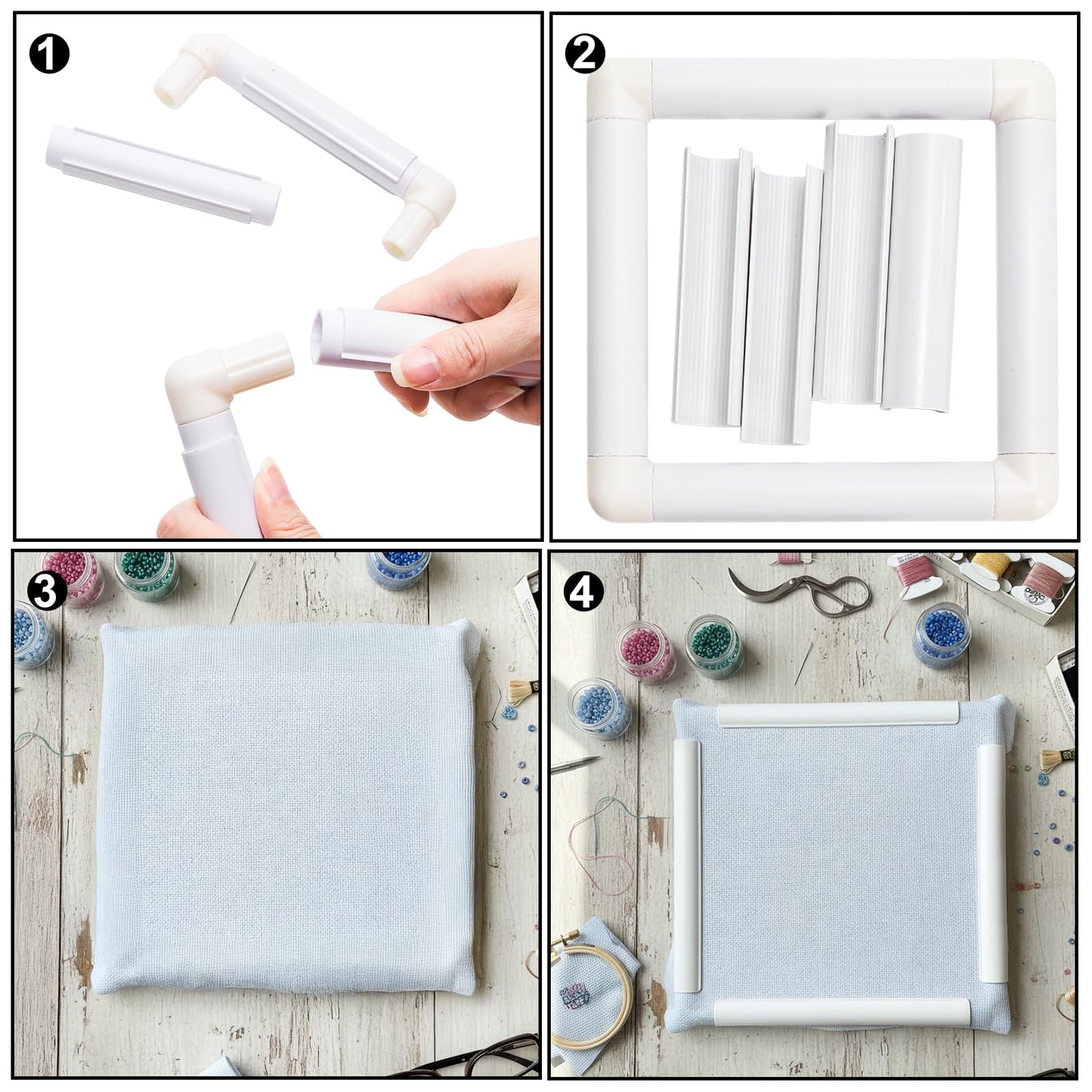 Tosnail 3 Pack Square Embroidery Hoop, 6", 8", 11" Cross Stitch Hoops and Frames, Plastic Quilting Snap Frame, Needlework Tools Accessories for Crafts, Hand Quilting, Painting Canvas