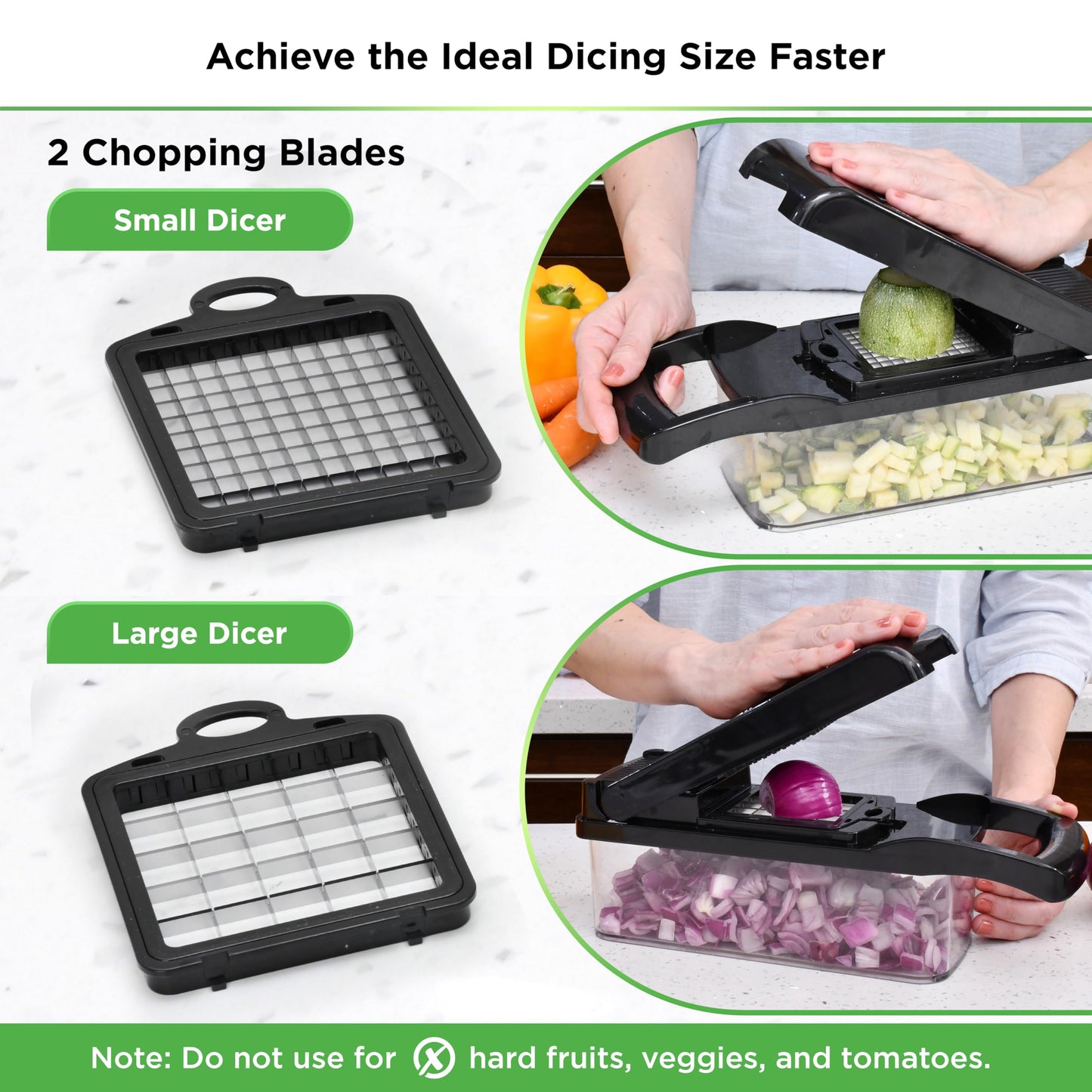 PrepNaturals Vegetable Chopper with Container, Veggie Chopper, Food Chopper & Onion Chopper - Mandoline Slicer for Kitchen (8 in 1, Black)