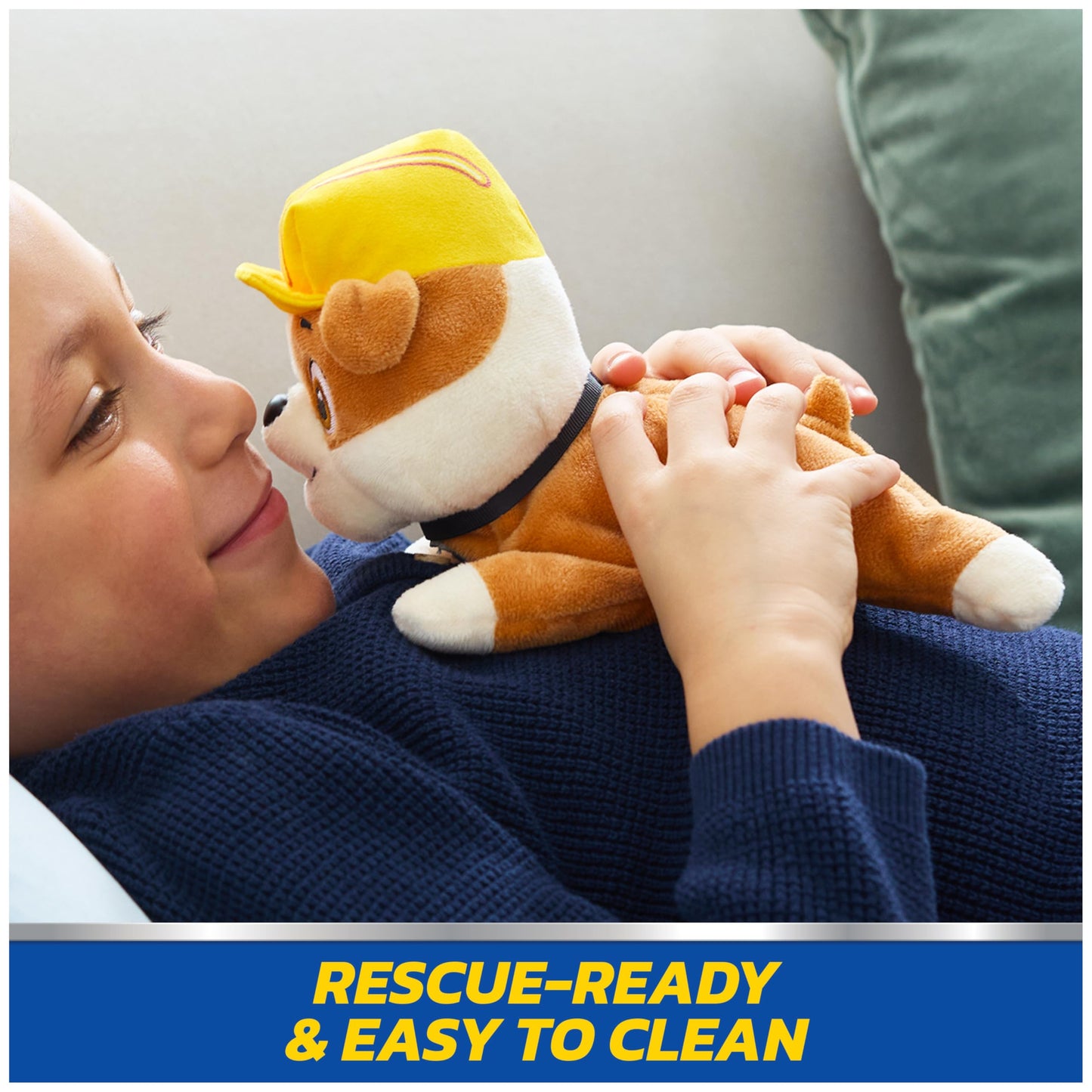 Paw Patrol GUND Rubble Plush, Official Lounging Rubble Plush Toy, Weighted Stuffed Animal, Sensory Toy for Ages 1 and Up, 8”