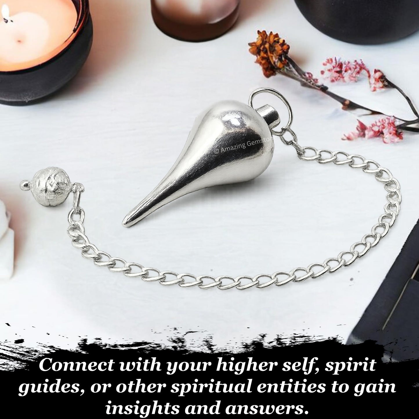 Amazing Gemstone Healing Metal Pendulums for Divination, Silver Dome Cone Point Steel Copper Pendulum High Energy Pendulo de Bronce Pendulos de Mesa MP119