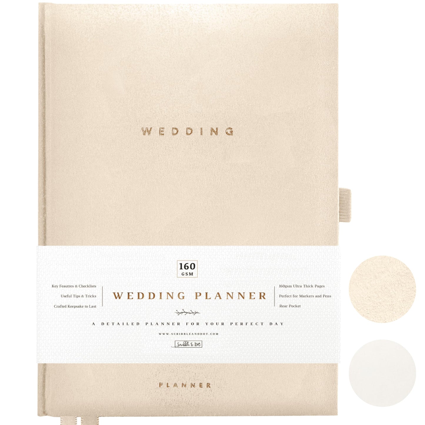 Award Winning Scribble & Dot® Wedding Planner Book and Organizer for the Bride | Tissue Wrapped in a Gift Box | Cushioned Cover | Engagement Gift | This Elegantly Designed Planner Allows you to Plan Every Detail (Suede)