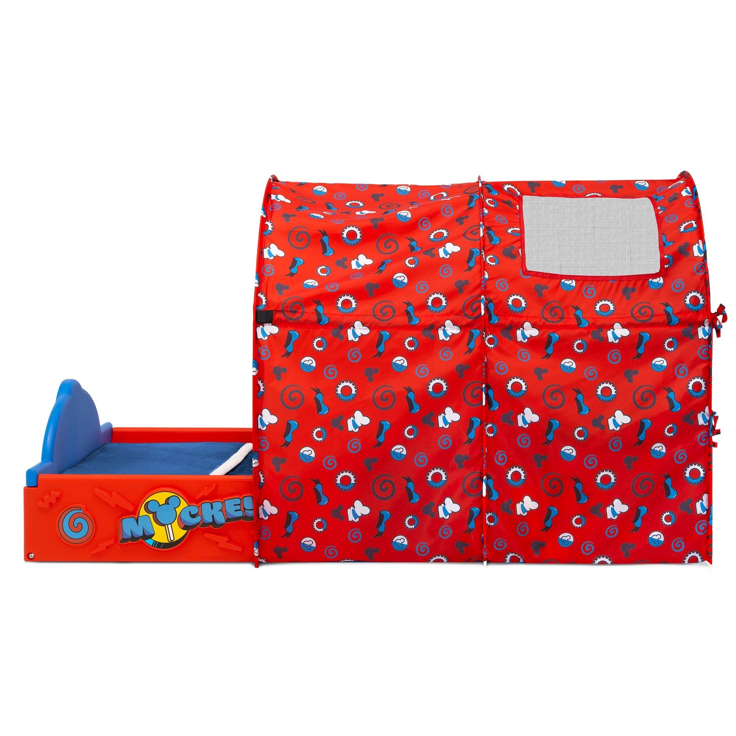 Disney Mickey Mouse Sleep and Play Toddler Bed with Tent by Delta Children, Blue/Red