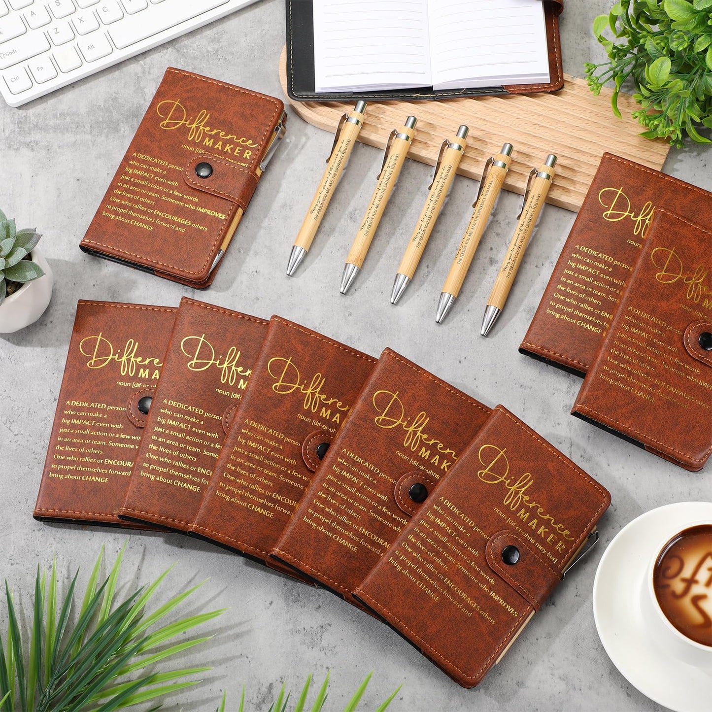 Honoson 20 Sets Difference Maker Teacher Appreciation Gifts Bulk Motivational Notebooks with Bamboo Pen Nurse Appreciation Gifts for Employee Coworker Team Staff Boss Graduation