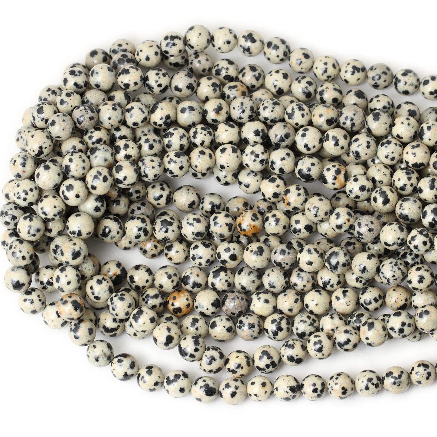 CHEAVIAN 45PCS 8mm Natural Dalmatian Stone Round Loose Beads for Jewelry Making DIY Findings 1 Strand 15"