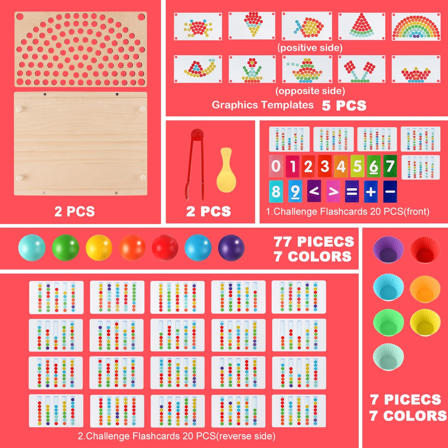 INIFEIDALA Montessori Apple Picking Magnetic Tree Toy-Wooden Peg Board Bead Game