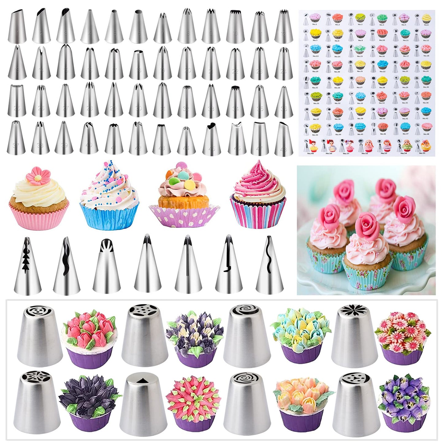 Cake Decorating Supplies Kit Tools 356pcs, Nifogo Baking Accessories with Cake Turntable, Pastry Piping Bag, Piping Icing Tips for Beginners