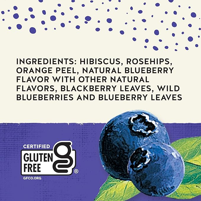 Celestial Seasonings True Blueberry Herbal Tea Bags, Caffeine Free, 20 Bags Box (Pack of 6)
