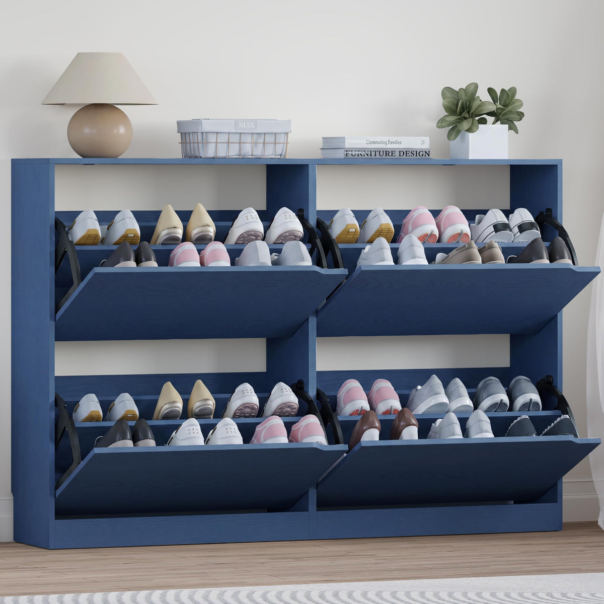 Shoe Cabinet with 4 Flip Drawers