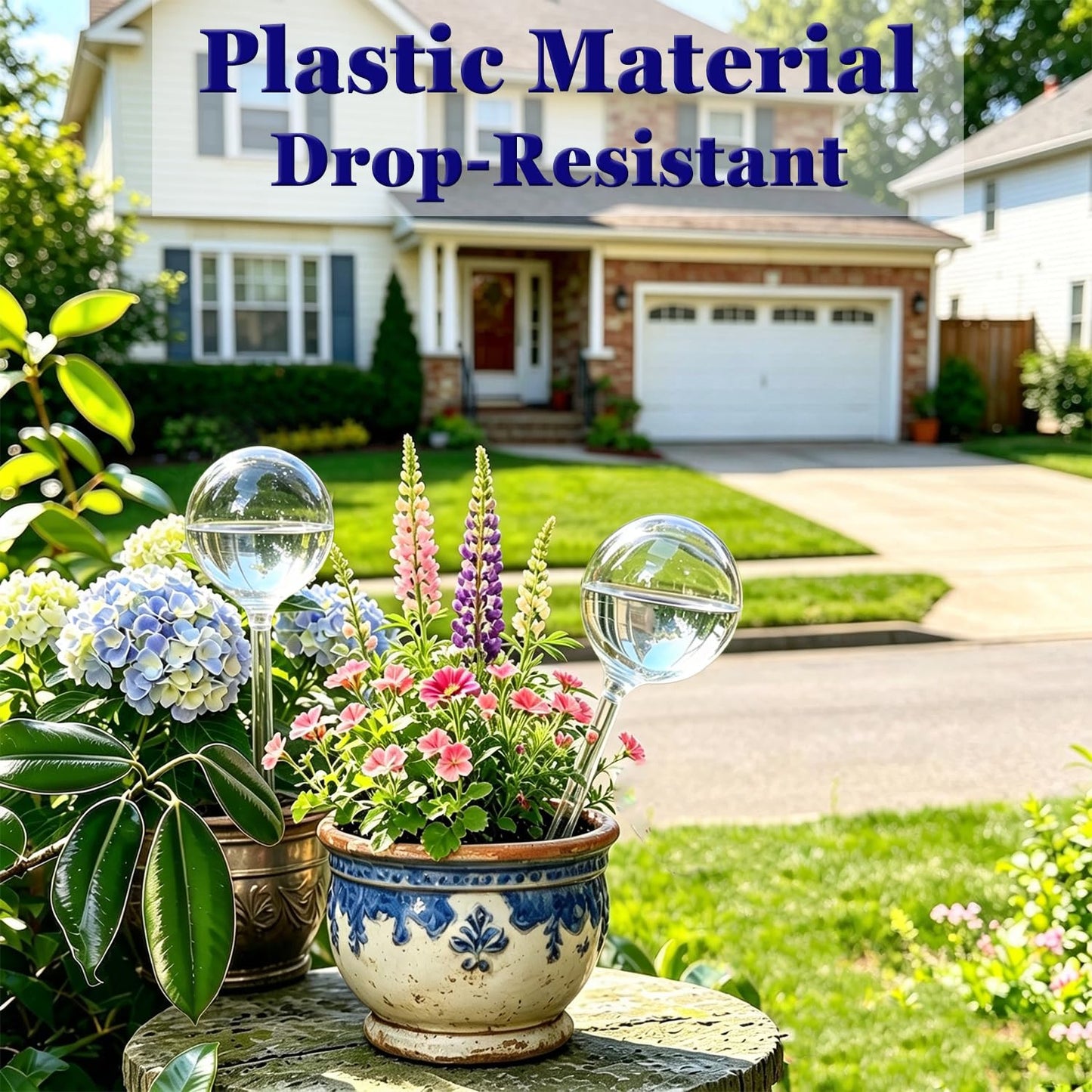 Kingbow 10pcs Plant Self Watering Globes, Clear Plastic Self Watering Bulbs Flower Automatic Watering Stakes Devices, Garden Self Watering Device for Outdoor Indoor Plant