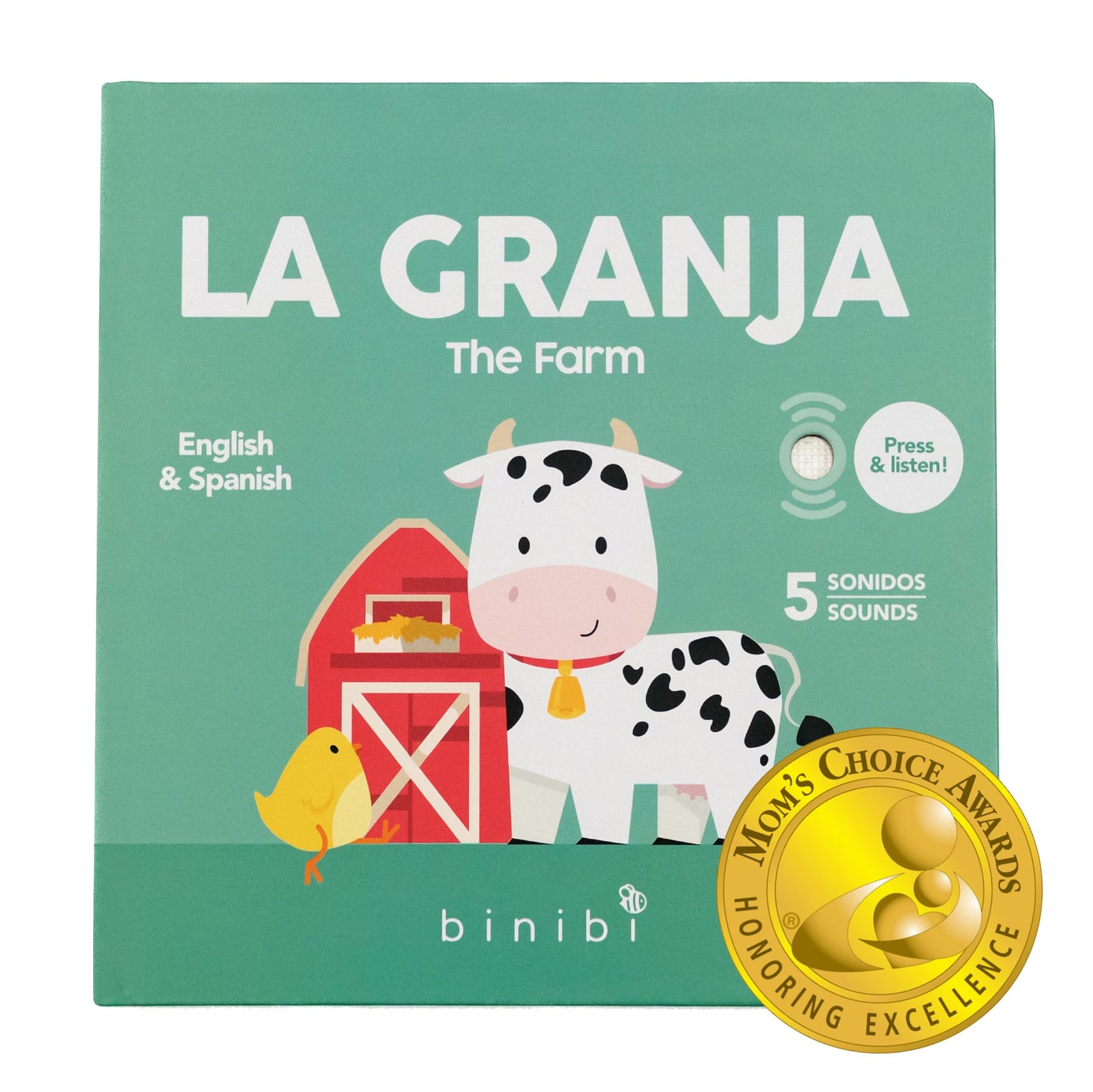 Binibi La Granja Bilingual Sound Book - Interactive Spanish Learning for Babies - Ages 1-5