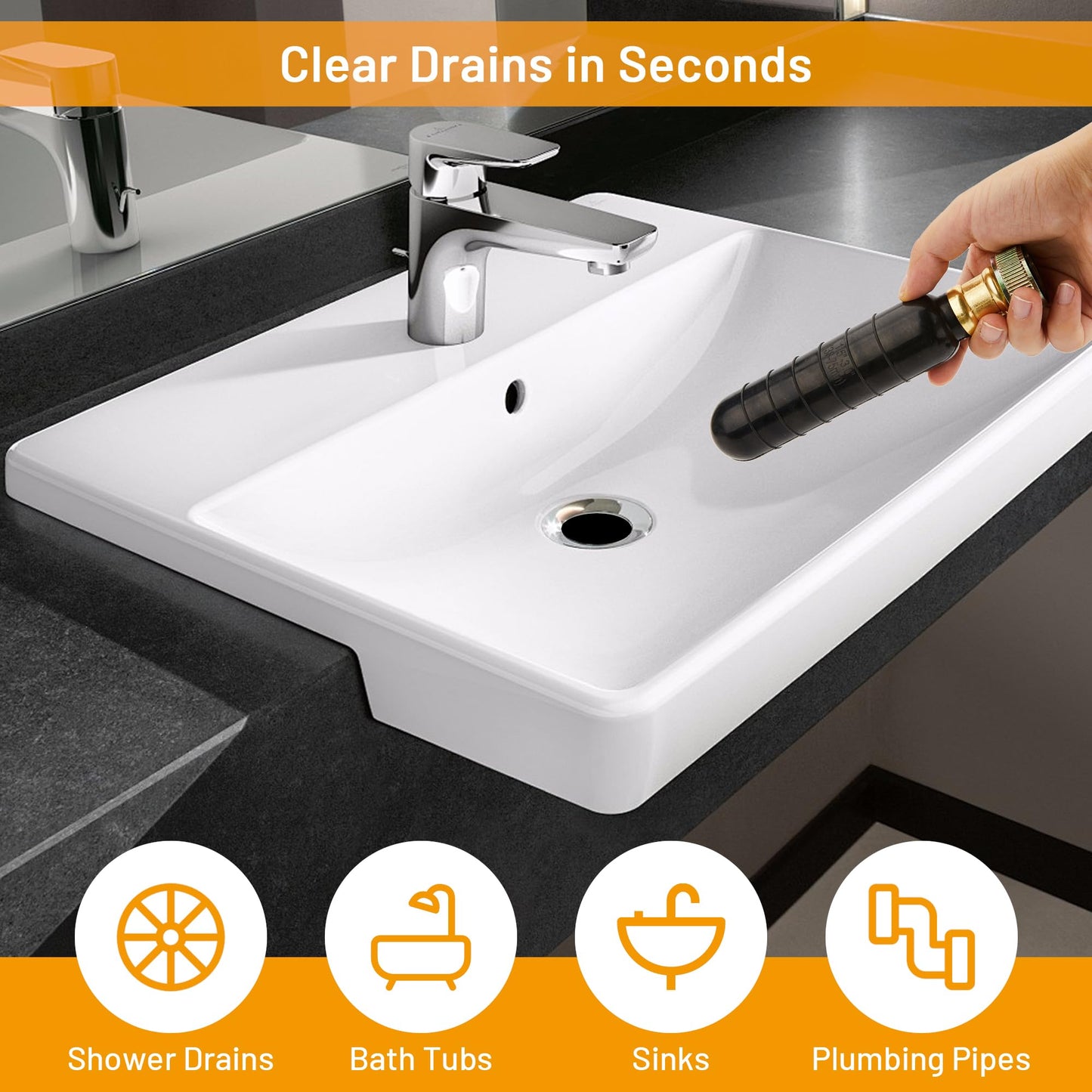 3 Pcs Drain Cleaning Bladder Kit, Rubber Drain Cleaner Bladder Unclogger Tool for Bathroom Sinks, Showers, Swimming Pool Drains, Kitchen Sinks, Fits 1" to 6" Pipes