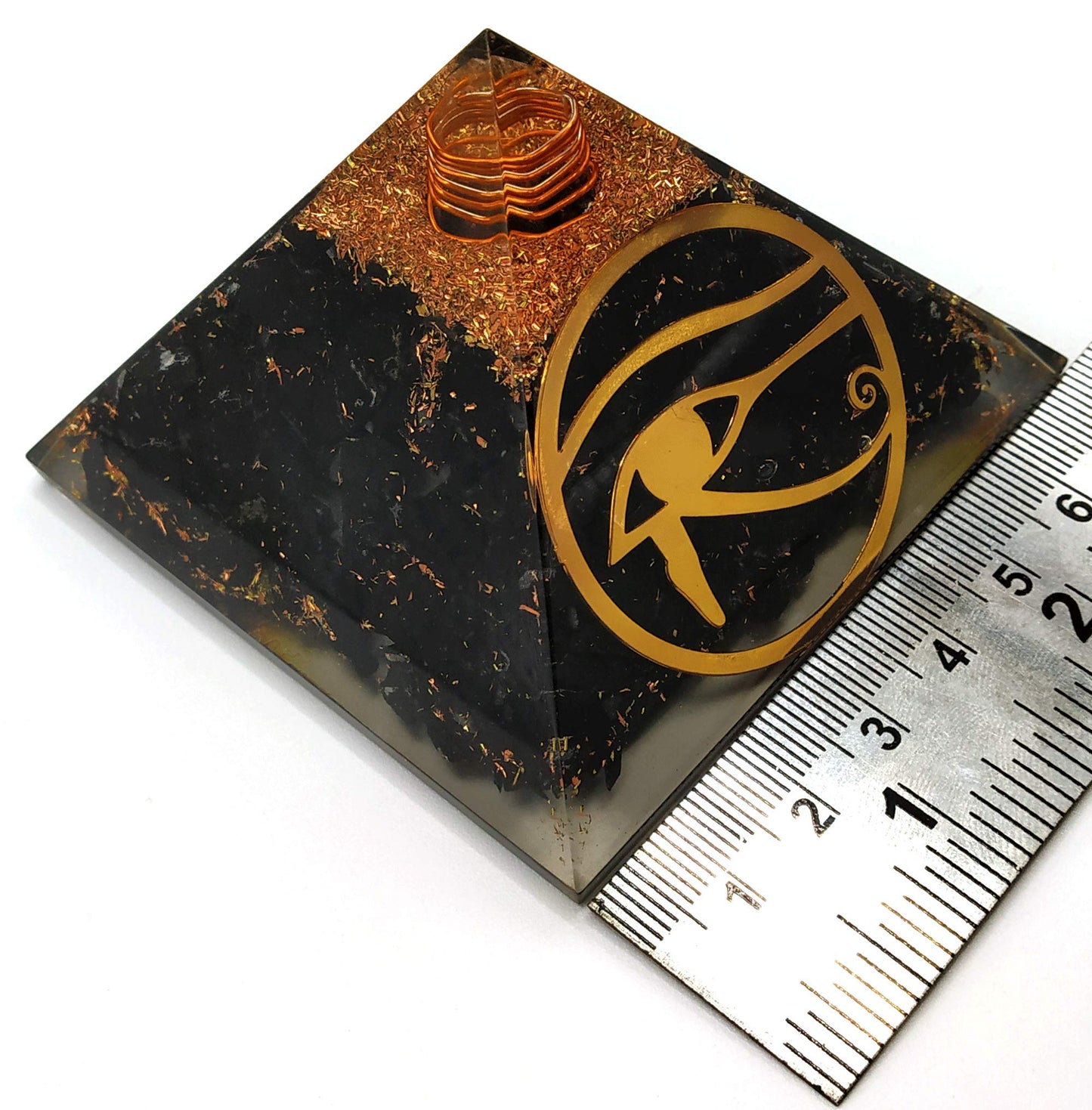 Large Orgone Pyramid | Shungite Pyramid Crystal | Eye of Horus Orgonite Pyramid | Organ Pyramids Positive Energy Healing