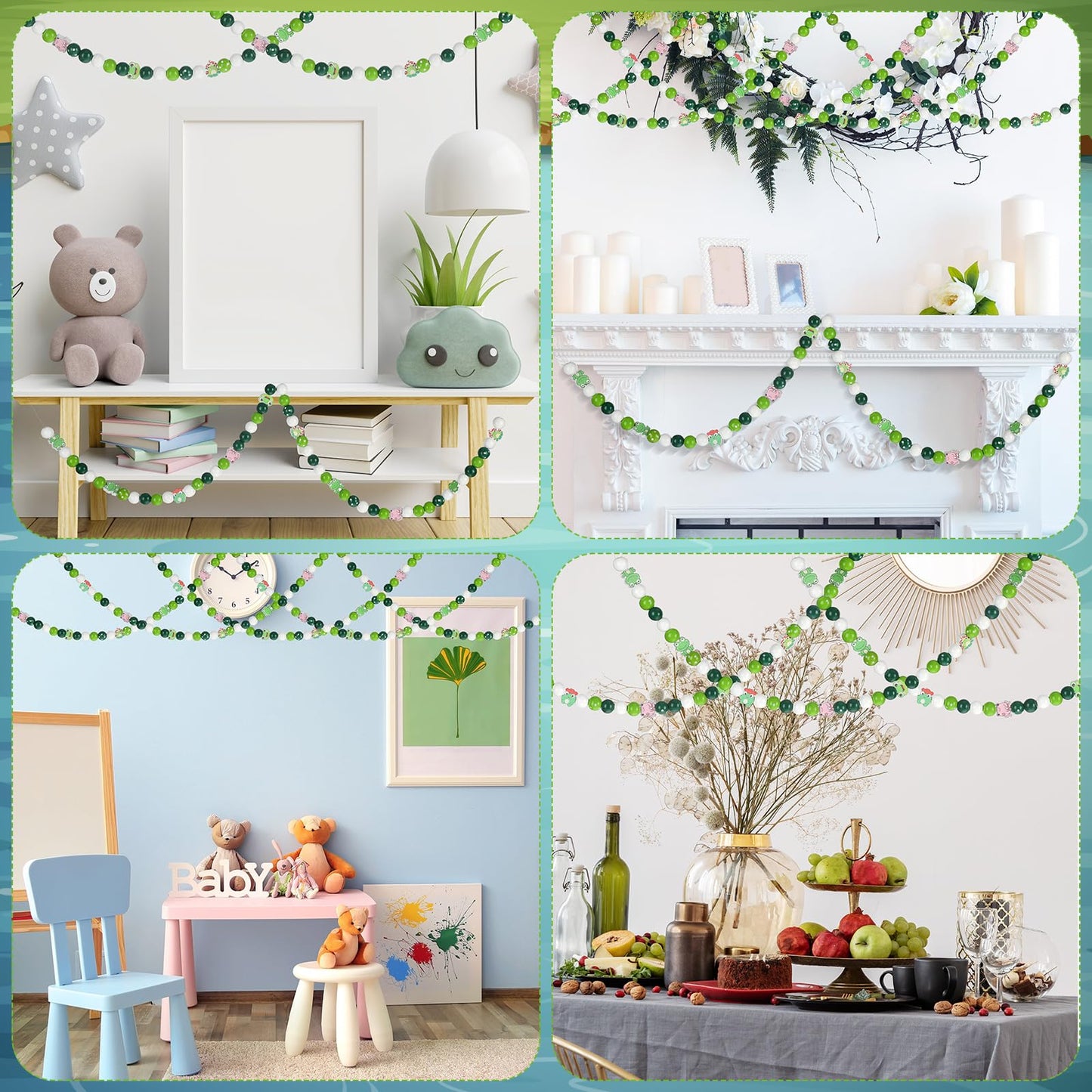Ripeng 200 Pcs Summer Frog Wooden Beads Cute Animal Wood Beads Green Frog Shaped Bead for DIY Crafts Garlands Home Decorations Key Chains Macrame Crafts Bracelet Jewelry Making