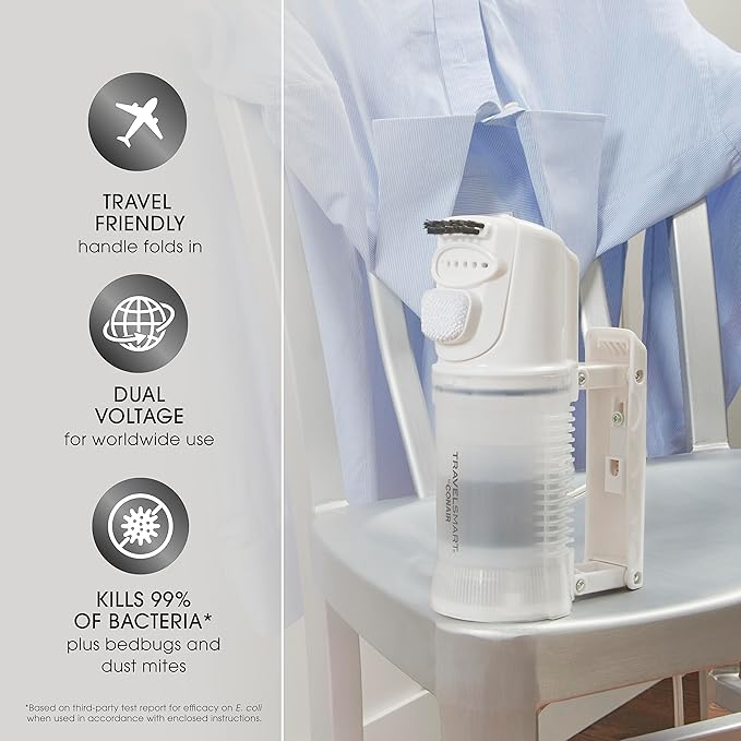 Conair Travel Steamer for Clothes - Mini Garment Steamer, Fabric Steamer in White by Travel Smart - Packable in Carry On Luggage - Dual Voltage