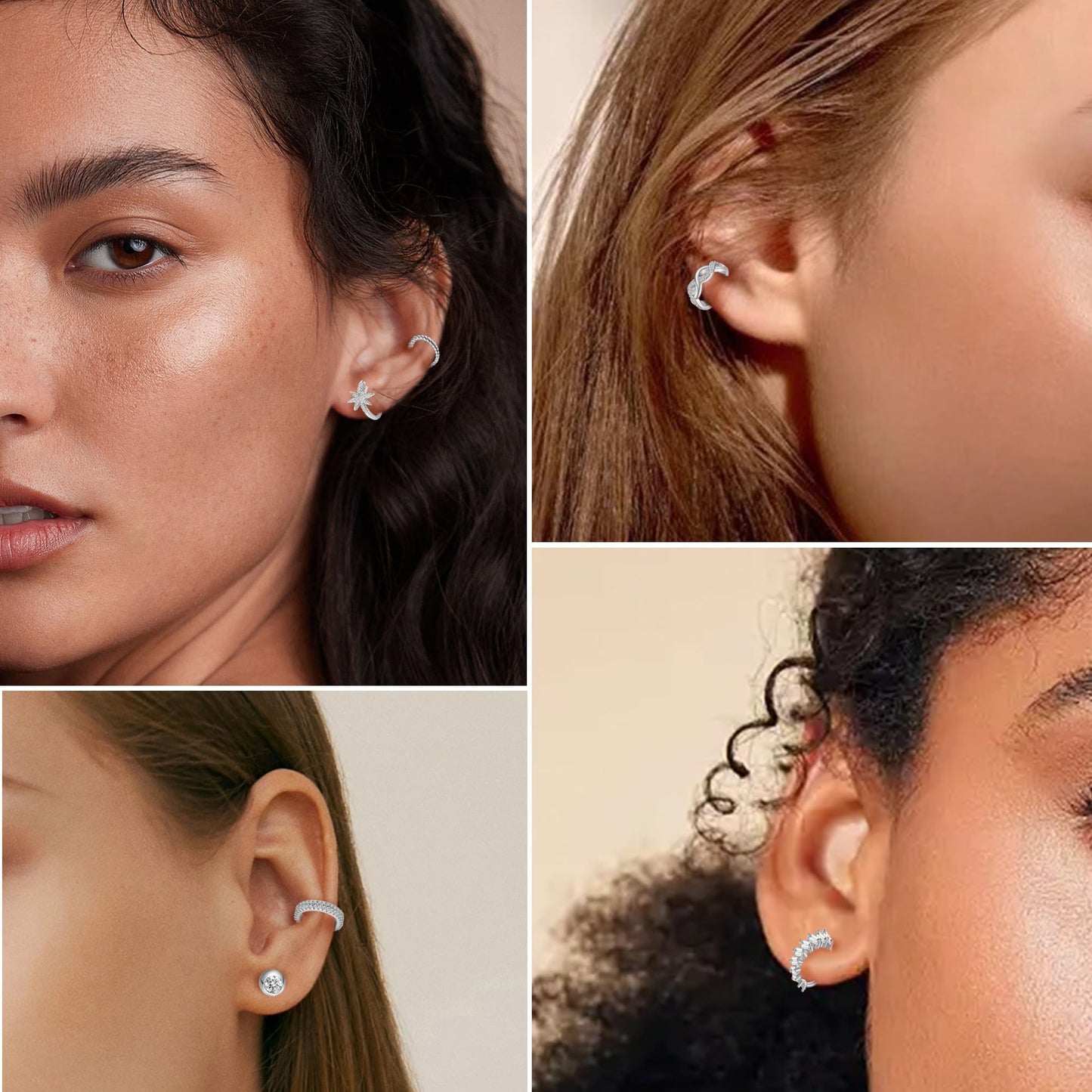 Dochais 9Pcs Ear Cuff 14K Gold Plated Cuff Earrings Gold Ear Cuffs Non Pierced Ear Clips Cartilage Earring Fake Earrings Silver