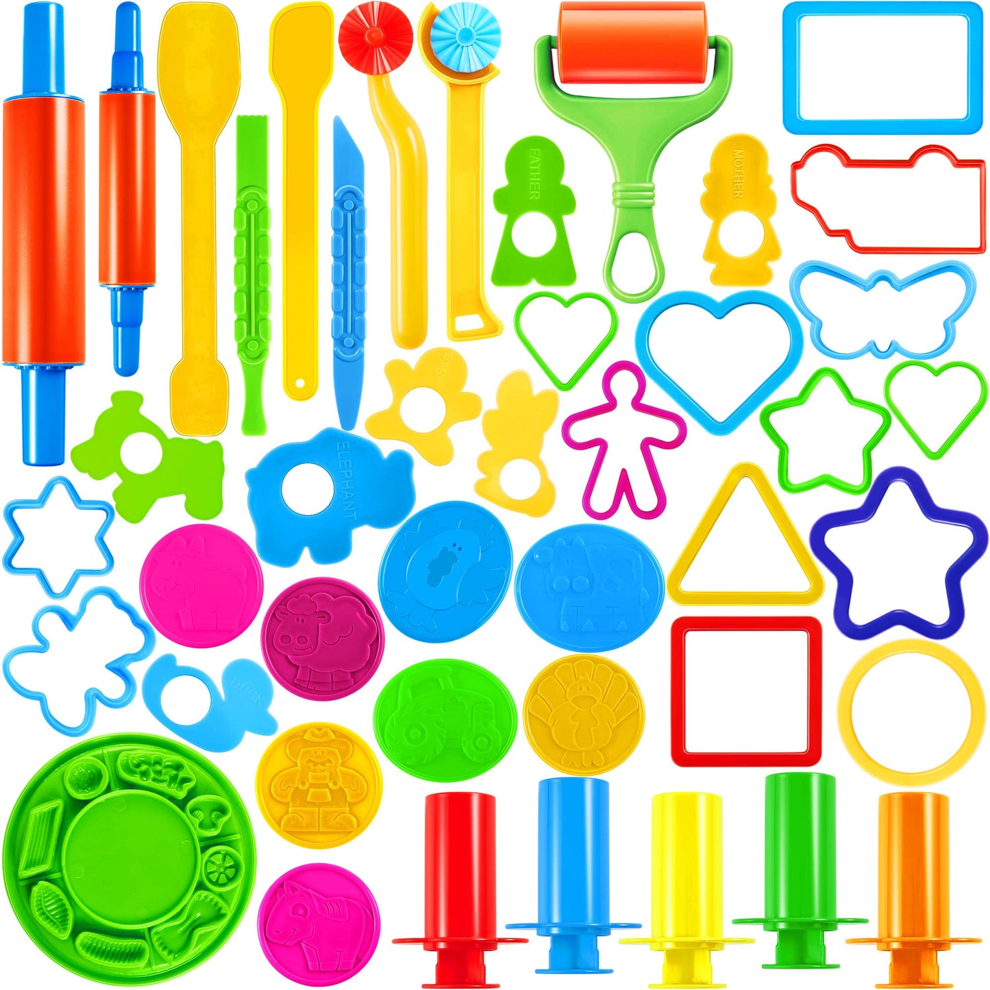 JOYIN 44 Clay Tools Set for Kids, Clay Accessories with Various Plastic Molds, Rolling Pins, Cutters, Gift for Boys Girls
