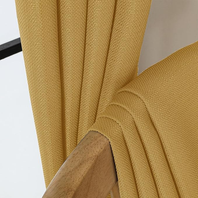 Chyhomenyc 24 Inch Length Gold Faux Linen Textured Small Cafe Curtains, Light Filtering Short Camper Curtains for RV Window Bathroom, 30x24 Inch, 2PCS