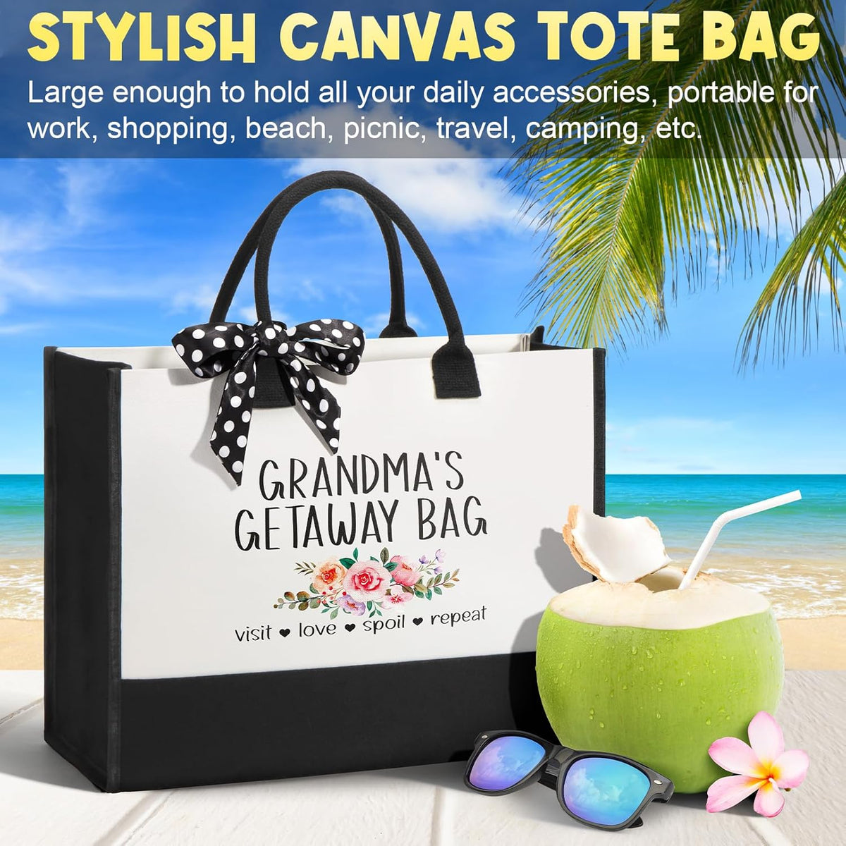 Best Grandma Gifts, Christmas Gifts for Grandma from Granddaughter Grandchildren Grandkids, Unique Grandmother Birthday Gift Nana Gift Basket for Gigi Grandmother New Granny w/ Canvas Tote Bag
