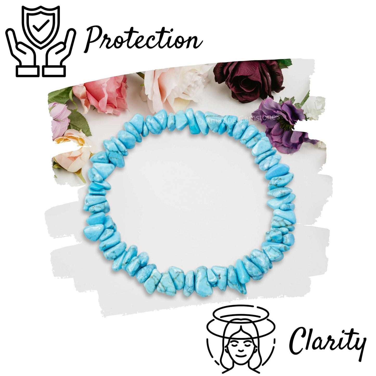 Amazing Gemstone Chips Bracelet (Turquoise (Howlite))