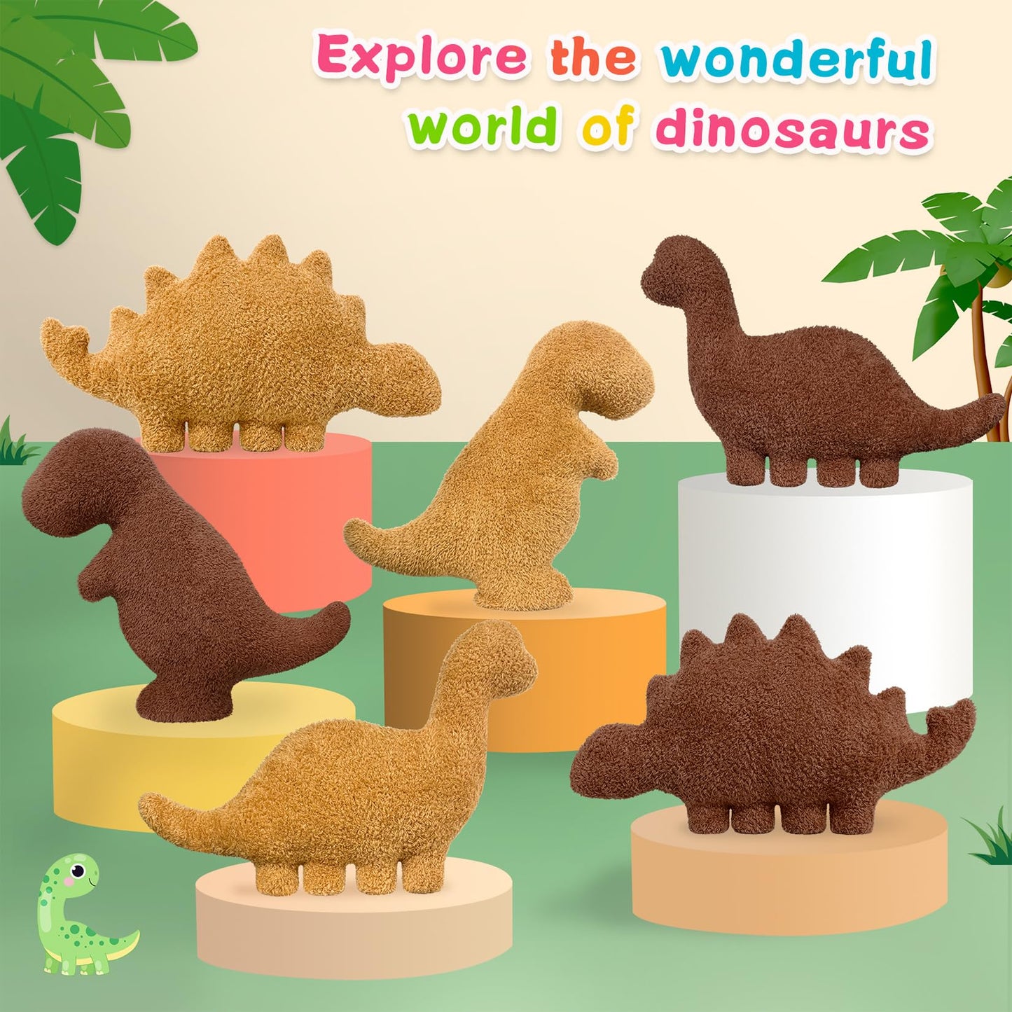 Andywoo Dino Chicken Plush Nuggets Pillow for Funny Birthday Gifts, Cute Funny Stuffed Animals Toy for Boy and Girl, Dinosaur Gifts for Kids Teens and Adults (3 Pack, Large)