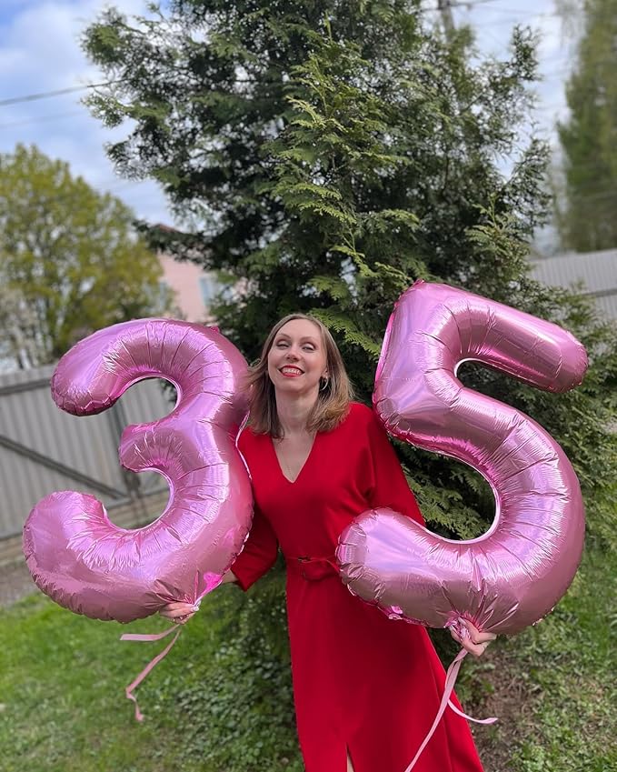 Pink Number 6 Balloon 40 Inch, 6th Birthday Party Decorations for Children, Giant 6 Foil Balloon for Party Supplies