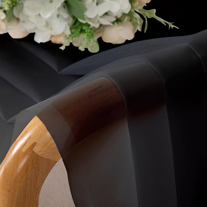 Aiyufeng 2 Pack: Basic Black Sheer Curtain Drapes for Living Room 84 Inch Length 2 Panels, Light Filtering Voile Drapes for Bedroom, Patio, Sliding Door, Each 59" W x 84" L, Black